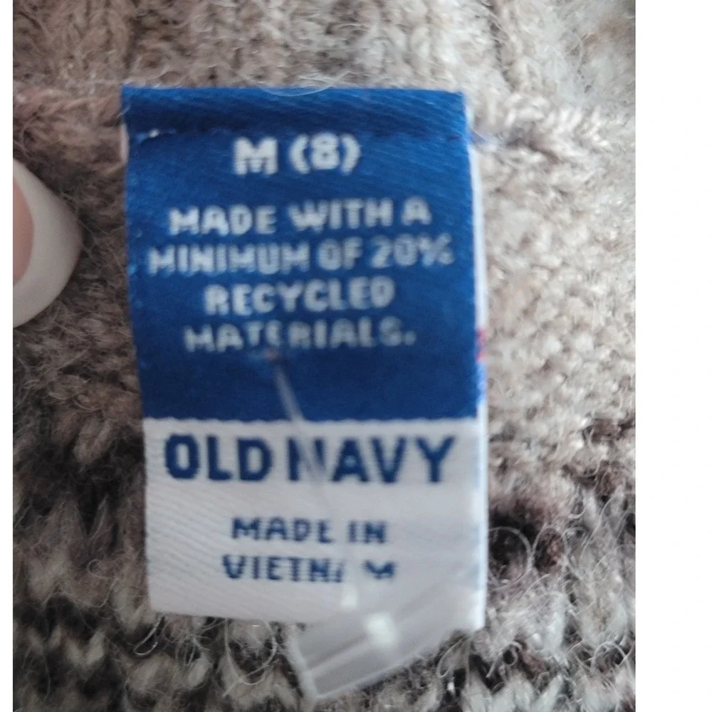 Old Navy Girls M 8 Fair Isle Fuzzy Knit Sweater White Purple Geometric Pullover